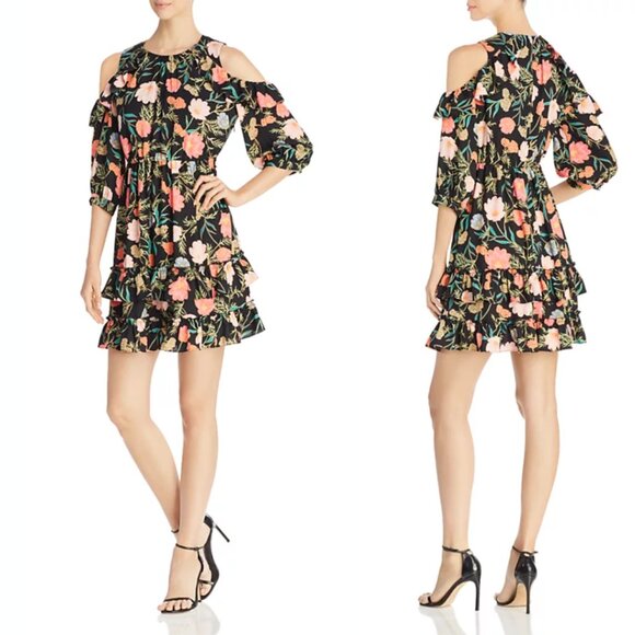 kate spade new york Blossom Cold Shoulder Ruffle Dress sz 2 - Picture 1 of 7
